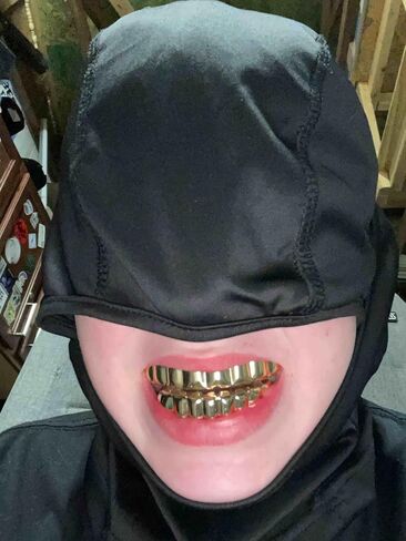 Grillz street Hip Hop personality Gold Shiny 18K gold-plated Copper teeth Grillz for Men and Women Grills Daily wear Halloween and Party Unise (Golden) in Saudi Arabia