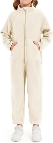 rrhss Girls One Piece Pajamas Long Sleeve Zip-Front Fleece Blanket Sleeper with Pockets 5-14 Years in Saudi Arabia