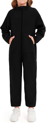 rrhss Girls One Piece Pajamas Long Sleeve Zip-Front Fleece Blanket Sleeper with Pockets 5-14 Years in Saudi Arabia