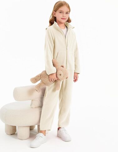 rrhss Girls One Piece Pajamas Long Sleeve Zip-Front Fleece Blanket Sleeper with Pockets 5-14 Years in Saudi Arabia