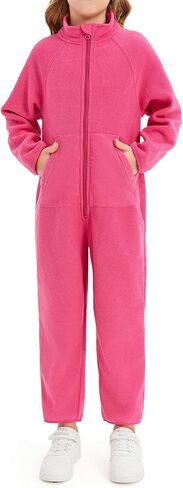 rrhss Girls One Piece Pajamas Long Sleeve Zip-Front Fleece Blanket Sleeper with Pockets 5-14 Years in Saudi Arabia