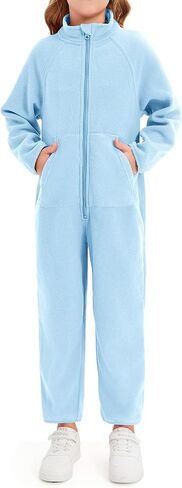 rrhss Girls One Piece Pajamas Long Sleeve Zip-Front Fleece Blanket Sleeper with Pockets 5-14 Years in Saudi Arabia