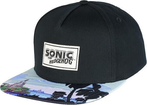 قبعة بيسبول للأطفال من Bioworld Sonic the Hedgehog للأولاد ذات حافة مسطحة Angel Island مصعد Snapback قابل للتعديل OSFM باللون الأسود in Kuwait