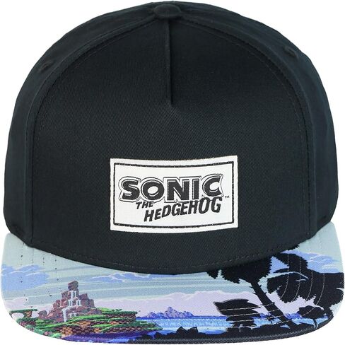 قبعة بيسبول للأطفال من Bioworld Sonic the Hedgehog للأولاد ذات حافة مسطحة Angel Island مصعد Snapback قابل للتعديل OSFM باللون الأسود in Kuwait