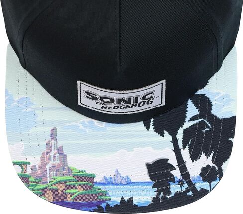 قبعة بيسبول للأطفال من Bioworld Sonic the Hedgehog للأولاد ذات حافة مسطحة Angel Island مصعد Snapback قابل للتعديل OSFM باللون الأسود in Kuwait