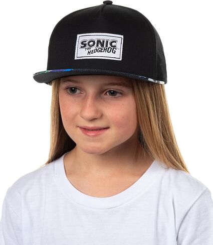 قبعة بيسبول للأطفال من Bioworld Sonic the Hedgehog للأولاد ذات حافة مسطحة Angel Island مصعد Snapback قابل للتعديل OSFM باللون الأسود in Kuwait