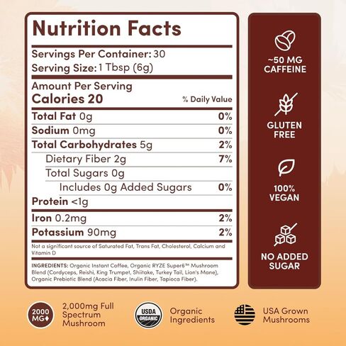 RYZE SUPERFOODS RYZE n Shine Bundle, USDA Organic Mushroom Medium Roast Coffee + Probiotic Coffee Creamer with 6 Adaptogenic Mushrooms for Better Energy, Focus, Digestion, Immunity, 30 + 30 Servings in Kuwait
