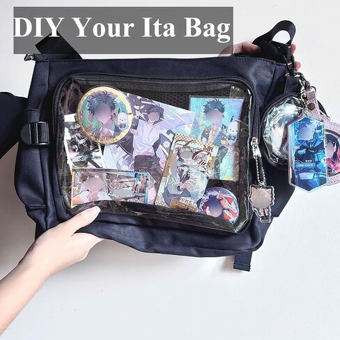 Ita Messenger Bag, Nylon Cute Pin Display Crossbody Bags Handbags Kawaii Shoulder Purse in Kuwait