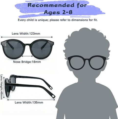 Bio-th Kids Sunglasses for Girls Boys Polarized, Unbreakable TPEE Flexible Rubber Frame, UV400 Protection Toddler Age 3-8 in Kuwait