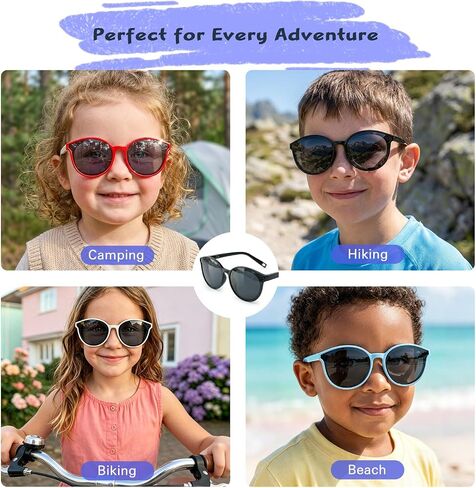 Bio-th Kids Sunglasses for Girls Boys Polarized, Unbreakable TPEE Flexible Rubber Frame, UV400 Protection Toddler Age 3-8 in Kuwait