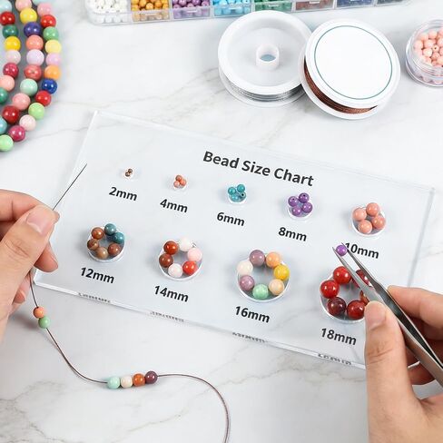 2 Pcs Bead Measuring Ruler, Bead Size Chart Acrylic Measuring Tool, Circle Template 2/4/6/8/10/12/14/16/18mm Clear Beads Board for Beads Stones Gem Diamond Ring Measurer and Ring Sizer in Kuwait