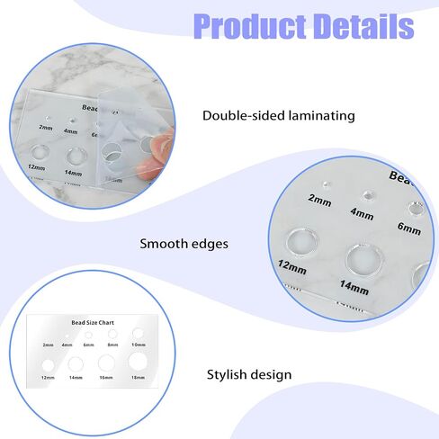 2 Pcs Bead Measuring Ruler, Bead Size Chart Acrylic Measuring Tool, Circle Template 2/4/6/8/10/12/14/16/18mm Clear Beads Board for Beads Stones Gem Diamond Ring Measurer and Ring Sizer in Kuwait