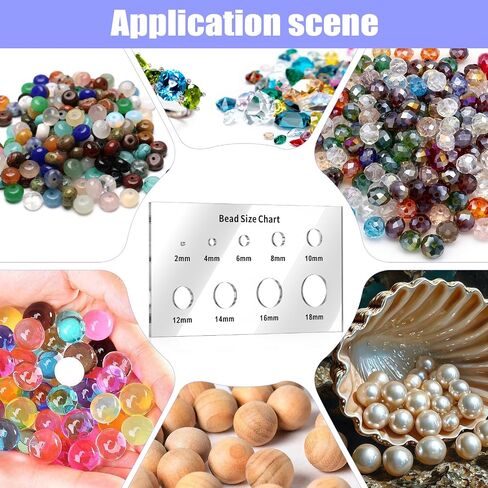 2 Pcs Bead Measuring Ruler, Bead Size Chart Acrylic Measuring Tool, Circle Template 2/4/6/8/10/12/14/16/18mm Clear Beads Board for Beads Stones Gem Diamond Ring Measurer and Ring Sizer in Kuwait