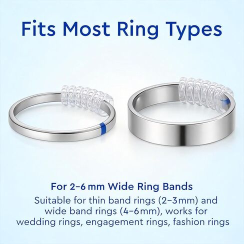Ring Sizer Adjusters 12 Pack, Invisible Guards & Spacers for Loose Rings, Reduces Ring Size by 0.5 to 1.5, Fits Bands Up to 6mm for Women and Men in Kuwait