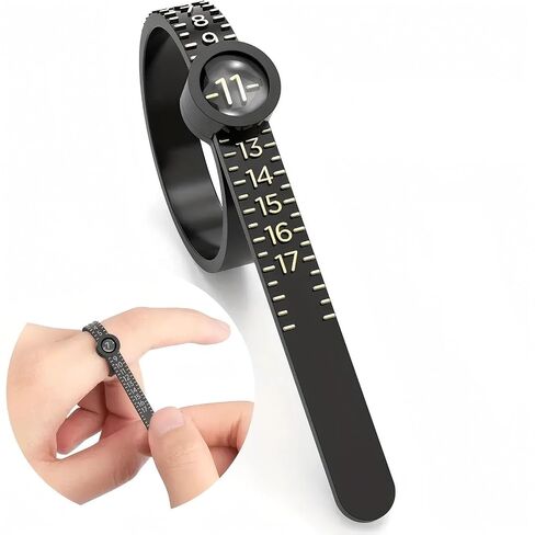 1PC Ring Sizer Measuring Tool with Magnifier,for Ring Measurer and Ring Sizer Clear and Intuitive Reading,Plastic Ring Sizer with Lens,1-17, White in Kuwait