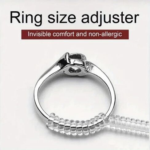 Ring Size Reducer Spiral Coil 4-Pack Transparent Invisible Ring Adjuster Tightener for Loose Rings, Resizing Tool for Daily Wear and Events, Transparent in Kuwait