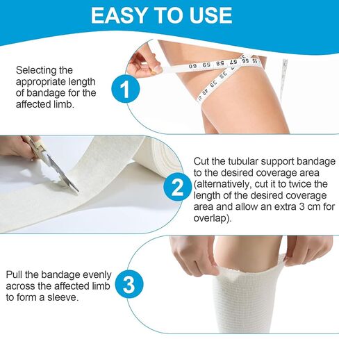 Latex-Free Elasticated Tubular Support Bandage with Stockinette Fabric, Breathable Tubular Compression Sleeve for Joint & Tissue Support on Arms, Knees, Legs (3" x 5.5 Yards) Size D in Saudi Arabia