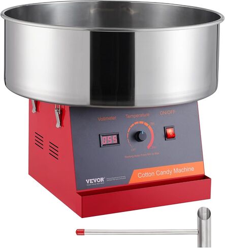 VEVOR Cotton Candy Machine Commercial, 1000W Electric Floss Maker with Stainless Steel Bowl, Sugar Scoop, Storage Drawer, Perfect for Home, Carnival, Kids Birthday, Family Party, Red in Saudi Arabia