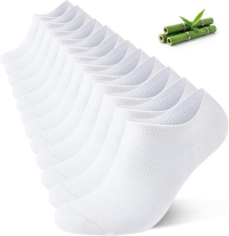 Niorasen No Show Socks for Men 6/10 Pairs, Bamboo Rayon Ankle Low Cut Invisible Thin Socks with Non Slip Grips 7-9/9-12/12-15 in Saudi Arabia