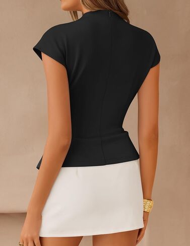 ZESICA Women's 2026 Summer Cap Sleeve Blouse Mock Neck Business Casual Tops Spring Dressy Tunic Work Shirts in Kuwait