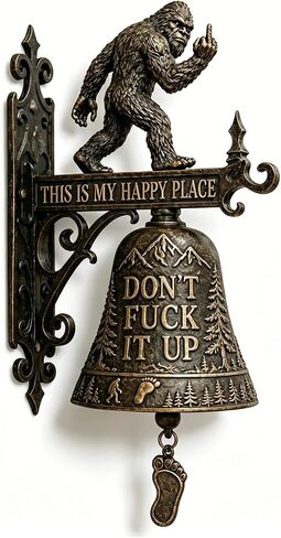 Funny Wall Bell, This is My Happy Place Rustic Doorbell Decor, “Don’t Fuck It Up" Doorbell,Funny Bell for Man Cave Garden Outdoor Wall Decor Front Porch Garden Home in Saudi Arabia