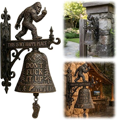 Funny Wall Bell, This is My Happy Place Rustic Doorbell Decor, “Don’t Fuck It Up" Doorbell,Funny Bell for Man Cave Garden Outdoor Wall Decor Front Porch Garden Home in Saudi Arabia