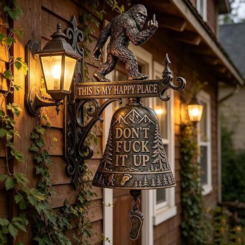 Funny Wall Bell, This is My Happy Place Rustic Doorbell Decor, “Don’t Fuck It Up" Doorbell,Funny Bell for Man Cave Garden Outdoor Wall Decor Front Porch Garden Home in Saudi Arabia