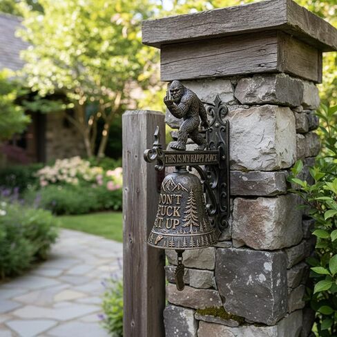 Funny Wall Bell, This is My Happy Place Rustic Doorbell Decor, “Don’t Fuck It Up" Doorbell,Funny Bell for Man Cave Garden Outdoor Wall Decor Front Porch Garden Home in Saudi Arabia