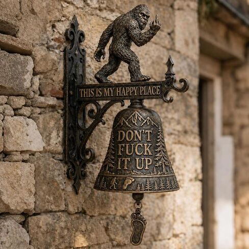 Funny Wall Bell, This is My Happy Place Rustic Doorbell Decor, “Don’t Fuck It Up" Doorbell,Funny Bell for Man Cave Garden Outdoor Wall Decor Front Porch Garden Home in Saudi Arabia