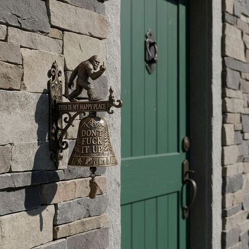 Funny Wall Bell, This is My Happy Place Rustic Doorbell Decor, “Don’t Fuck It Up" Doorbell,Funny Bell for Man Cave Garden Outdoor Wall Decor Front Porch Garden Home in Saudi Arabia