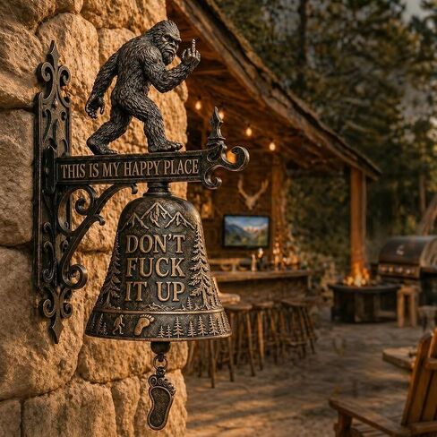 Funny Wall Bell, This is My Happy Place Rustic Doorbell Decor, “Don’t Fuck It Up" Doorbell,Funny Bell for Man Cave Garden Outdoor Wall Decor Front Porch Garden Home in Saudi Arabia