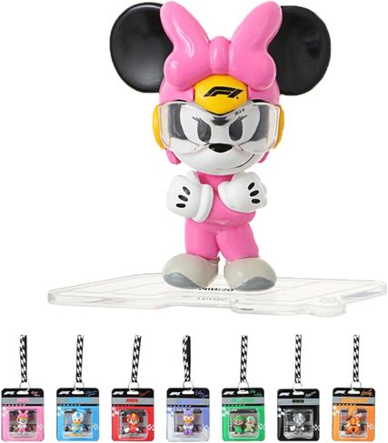 MINISO Disney Mickey F1 Speed ​​Mini World Blind Box Bag Charm لطيف مفاجأة الشكل سلسلة المفاتيح لعبة قابلة للجمع لتزيين الحقيبة هدية عيد ميلاد لمحبي ديزني (عشوائي) in Kuwait