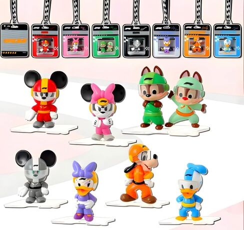 MINISO Disney Mickey F1 Speed ​​Mini World Blind Box Bag Charm لطيف مفاجأة الشكل سلسلة المفاتيح لعبة قابلة للجمع لتزيين الحقيبة هدية عيد ميلاد لمحبي ديزني (عشوائي) in Kuwait