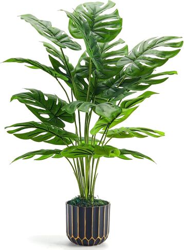 نباتات وهمية مقاس 28 بوصة من Der Rose نباتات صناعية طويلة القامة من Monstera نباتات صناعية داخلية وخارجية شجرة لغرفة المعيشة ديكور المنزل والمنزل in Kuwait