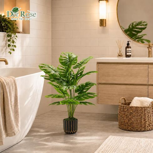 نباتات وهمية مقاس 28 بوصة من Der Rose نباتات صناعية طويلة القامة من Monstera نباتات صناعية داخلية وخارجية شجرة لغرفة المعيشة ديكور المنزل والمنزل in Kuwait