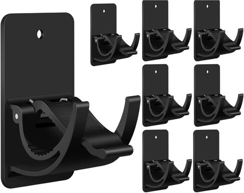 No Drill Curtain Rod Brackets 8 Pack, 20LB Heavy Duty Self Adhesive Renter Friendly Curtain Rod Holders, Curtain Rods No Drilling Black Fits 0.55-1.2 in, Apartment Dorm Bathroom RV Over Blinds in Kuwait