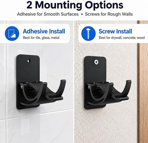 No Drill Curtain Rod Brackets 8 Pack, 20LB Heavy Duty Self Adhesive Renter Friendly Curtain Rod Holders, Curtain Rods No Drilling Black Fits 0.55-1.2 in, Apartment Dorm Bathroom RV Over Blinds in Kuwait