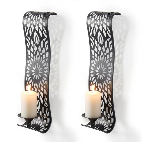 Antique Gold Wall Sconces,Set of 2 Rustic Metal Candle Holders for Farmhouse Vintage Home Decor,Elegant Pillar Design for Hallway, Bathroom, and Living Room Wall in Saudi Arabia