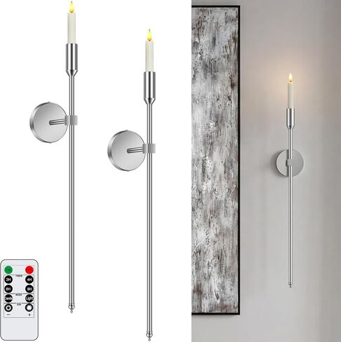 23-inch Large Wall Candle Sconces, Set of 2, Wall Mounted Candle Holder, Modern Chic Home Decor for Bedroom, Dining Room, Living Room (Black) in Kuwait