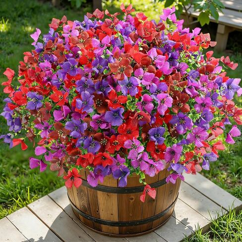 SHareconn Artificial Flowers Outdoors Decoration, Fake Silk mums Eucalyptus Realistic UV Resistant Faux Plants for Outside Indoor Planter Porch Yard Home Spring Decor 20 Bundles, Mix 8 Colors in Saudi Arabia