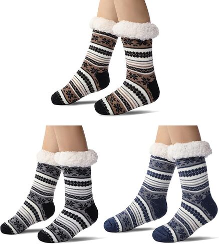 Kids Girls Slipper Socks Soft Thick Cozy Fuzzy Warm Anti-Slip Winter Thermal Christmas Socks Christmas Gifts in Kuwait