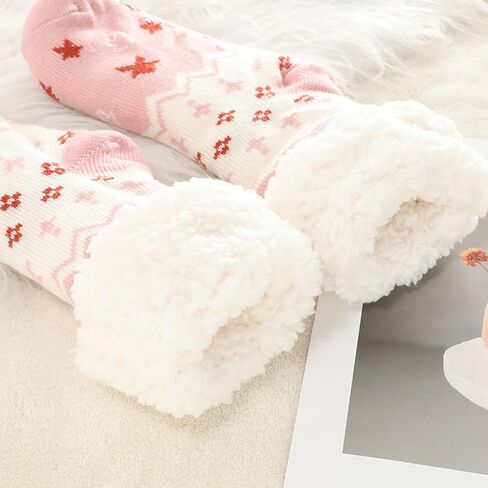 Kids Girls Slipper Socks Soft Thick Cozy Fuzzy Warm Anti-Slip Winter Thermal Christmas Socks Christmas Gifts in Kuwait