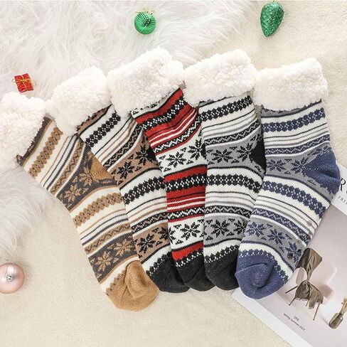 Kids Girls Slipper Socks Soft Thick Cozy Fuzzy Warm Anti-Slip Winter Thermal Christmas Socks Christmas Gifts in Kuwait