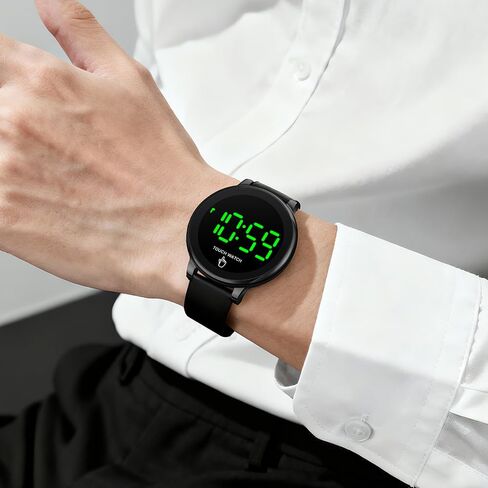 TOOCAT Fashion LED Watches, Black Touchscreen Electronic Watch, Silicone Strap, Water-Resistant to 30 Meters, Unisex, for Teens and Students in Saudi Arabia