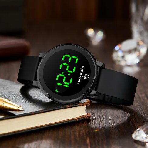 TOOCAT Fashion LED Watches, Black Touchscreen Electronic Watch, Silicone Strap, Water-Resistant to 30 Meters, Unisex, for Teens and Students in Saudi Arabia