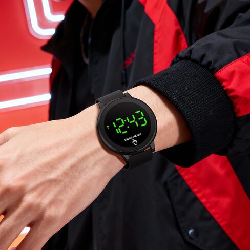 TOOCAT Fashion LED Watches, Black Touchscreen Electronic Watch, Silicone Strap, Water-Resistant to 30 Meters, Unisex, for Teens and Students in Saudi Arabia