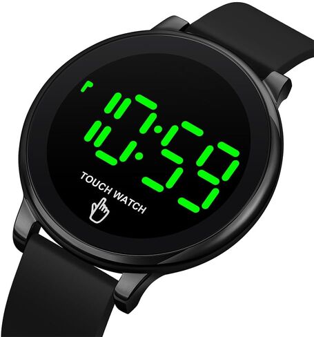 TOOCAT Fashion LED Watches, Black Touchscreen Electronic Watch, Silicone Strap, Water-Resistant to 30 Meters, Unisex, for Teens and Students in Saudi Arabia