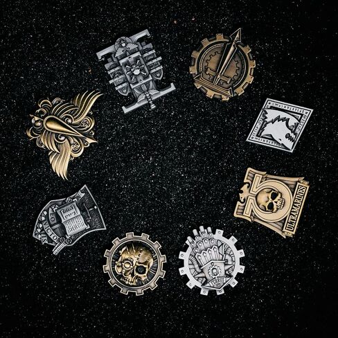 Starforged Warhammer 40K الفصل أيقونة رمادي فارس الموت ساعة الذئاب الفضائية شارة بدبوس اكسسوارات رجالية in Kuwait