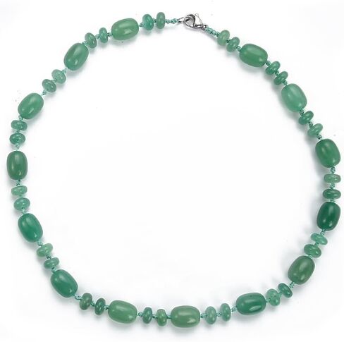 Womens Handmade Beaded Gemstone Necklace - Natural Green Aventurine, Jade, Pink Rose Quartz, Clear Quartz | Length 19In in Kuwait