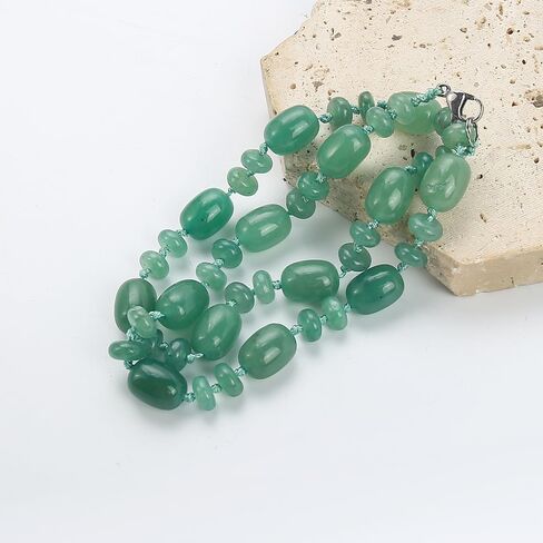 Womens Handmade Beaded Gemstone Necklace - Natural Green Aventurine, Jade, Pink Rose Quartz, Clear Quartz | Length 19In in Kuwait